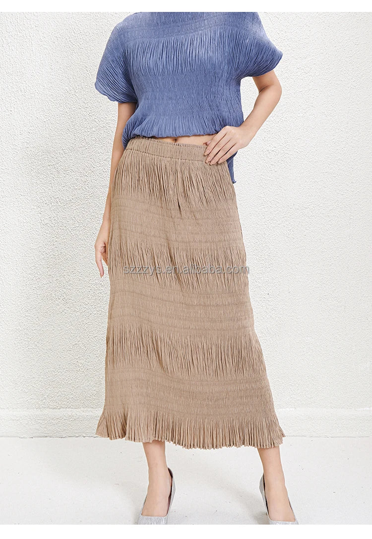 Flowy Pleated Chiffon Maxi Skirt