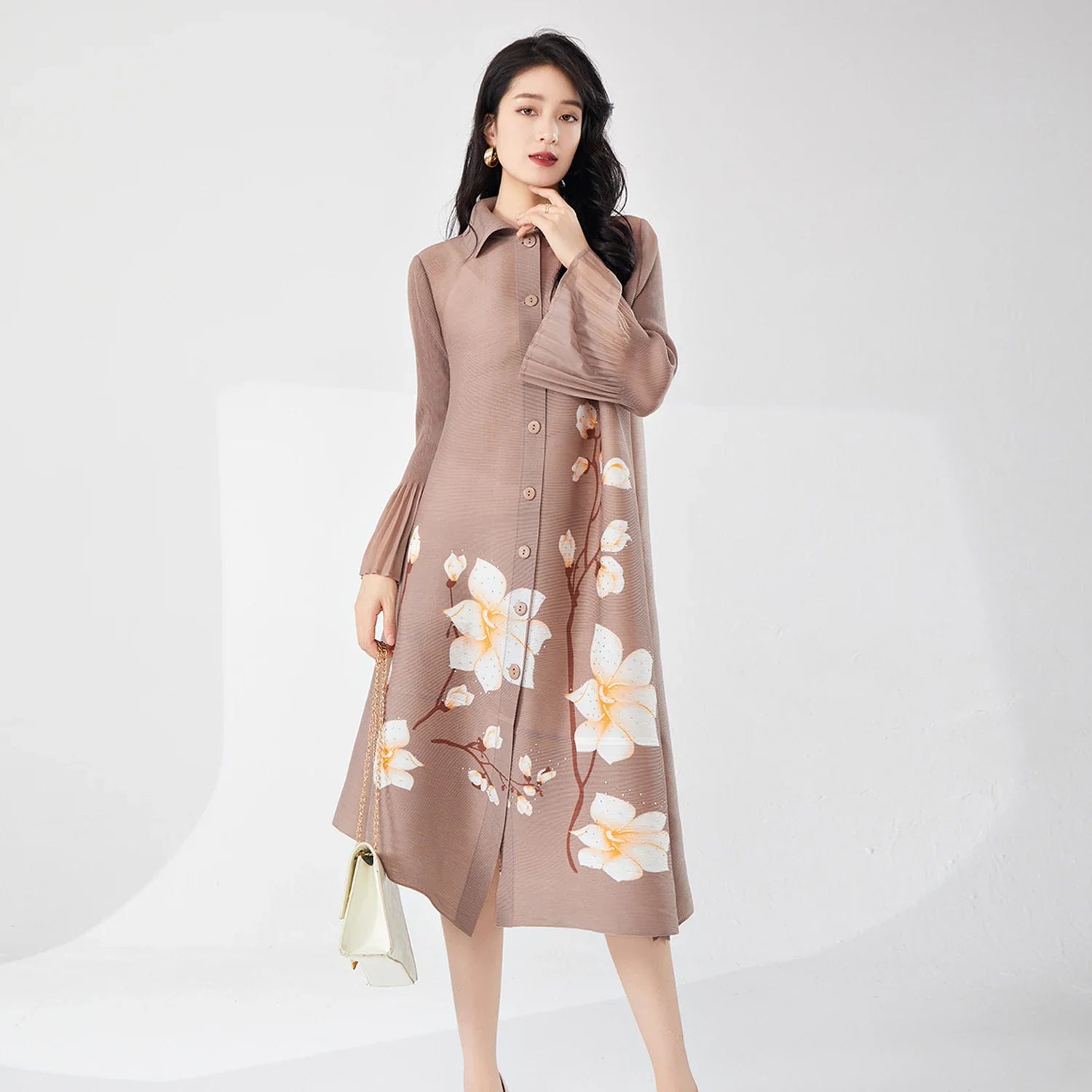 Elegant Pleated Loose Maxi Dress