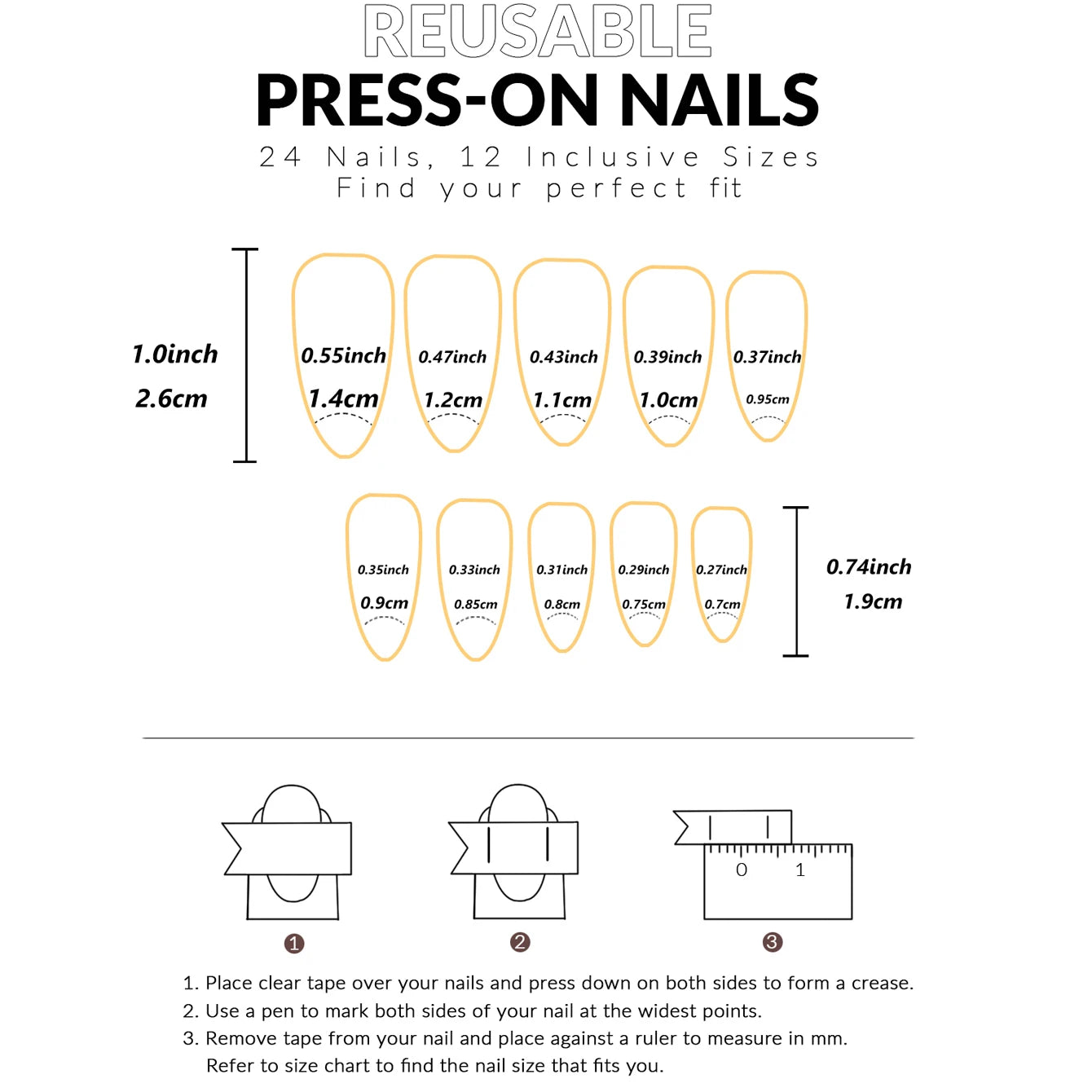 24PCS Short False Nails With Rose Leaf Design Pressed On The Nails, Glossy Glue, Black Full Coverage Acrylic False Nails