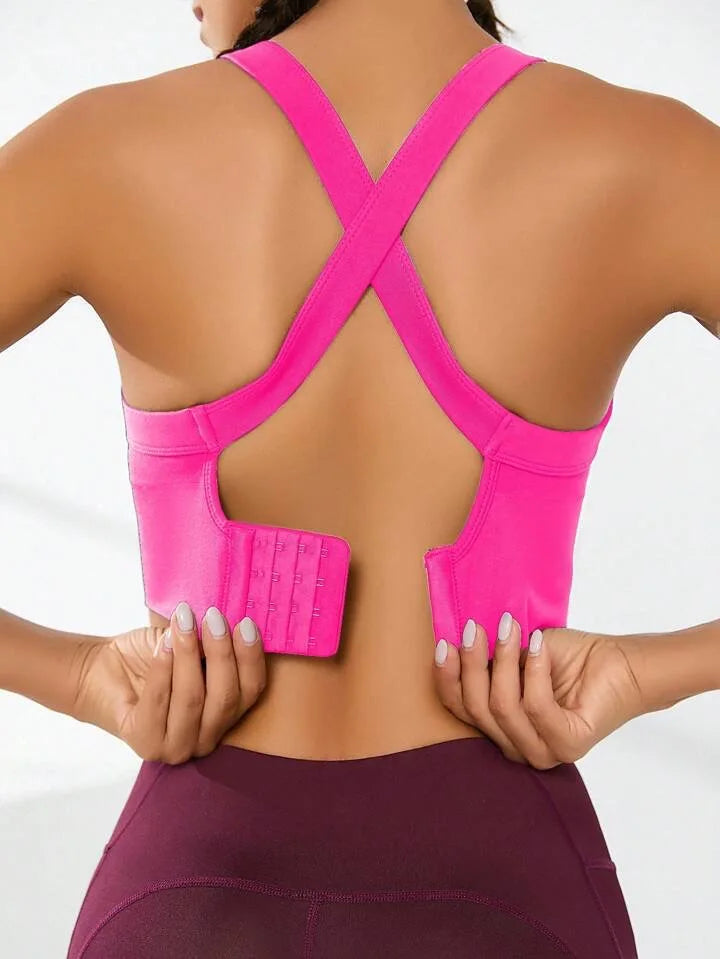 Sports and Beautiful Back Bra Set, Cross-Back Sports Bra, No Chest Pad, Adjustable Size, and Can Be Worn Inside Normally