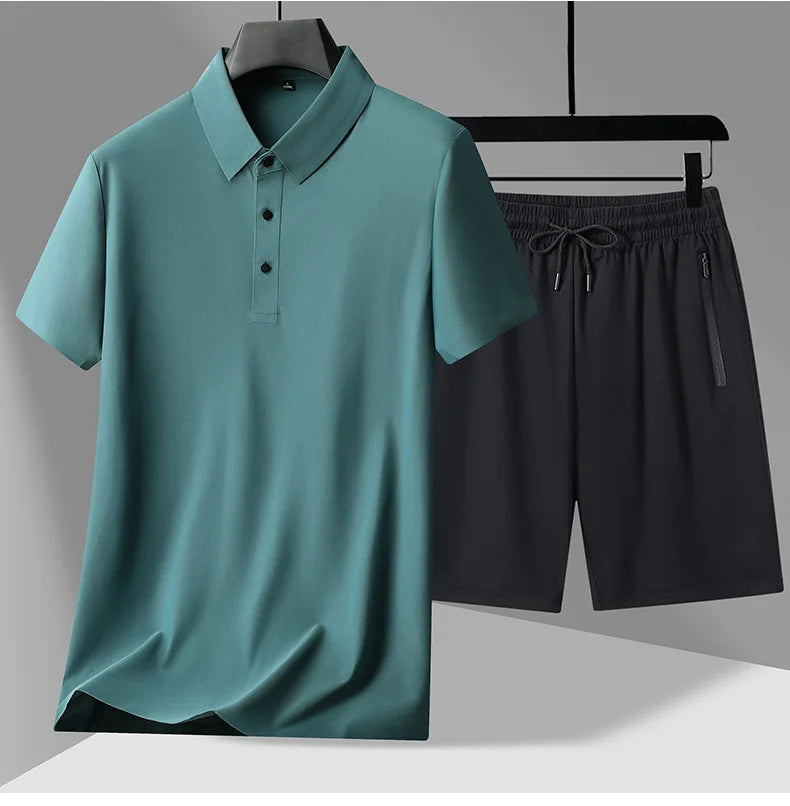 polo Shirts + shorts 2024 summer new style fashion Sportswear Men's Casual Sets Male Fashion shirts and shorts full size M-4XL