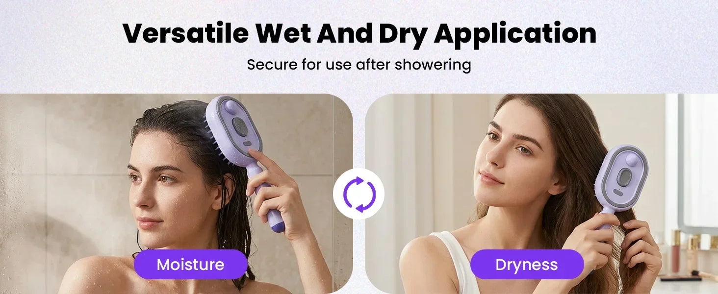 Rechargeable Hairs Massage Brush 3-in-1 Electric Spray Air Cushion Massage Comb for Frizzy Hair Scalp Care Relieve Hair Tangles