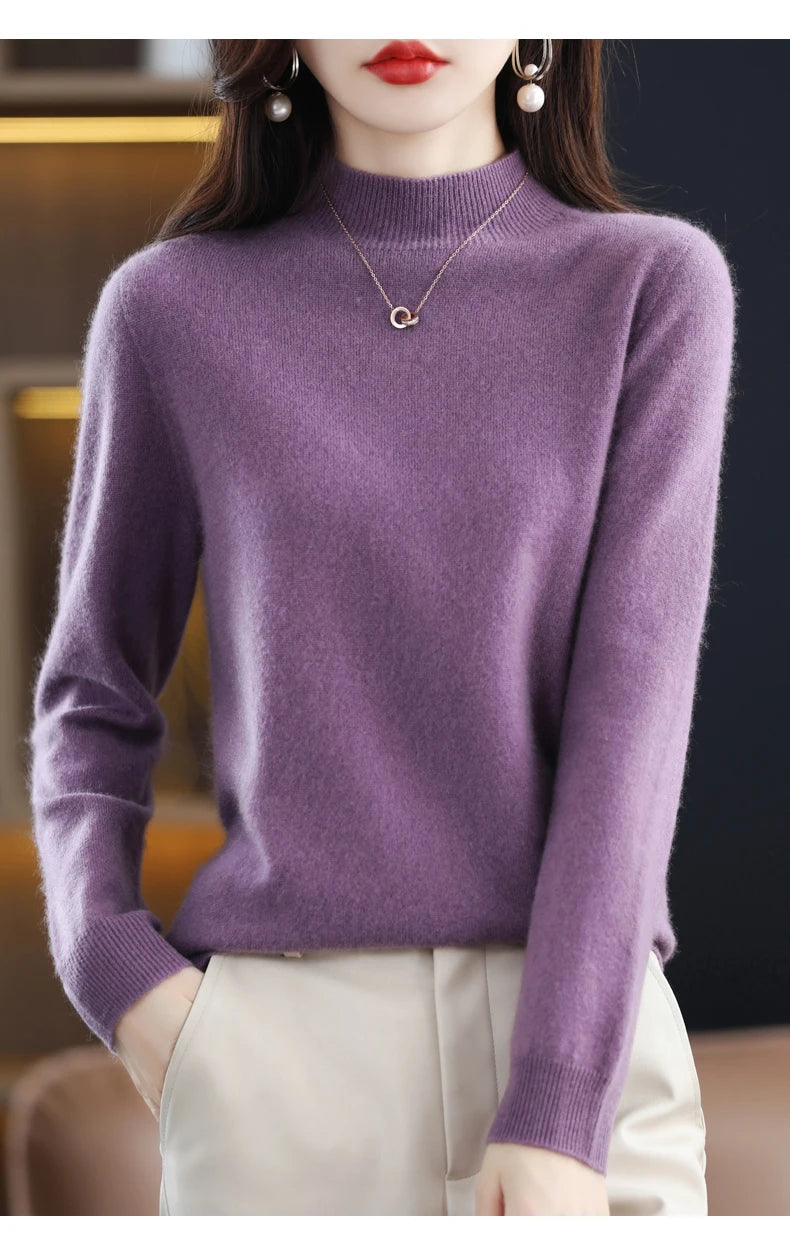 Merino Wool Mock Neck Pullover