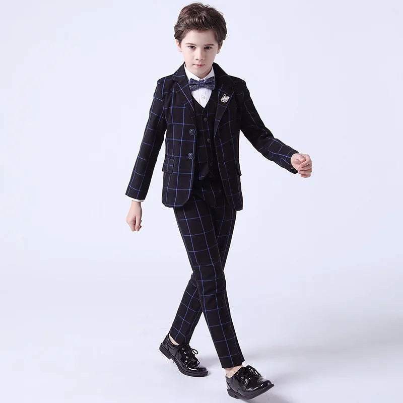 Formal Kids Plaid Tuxedo Suit