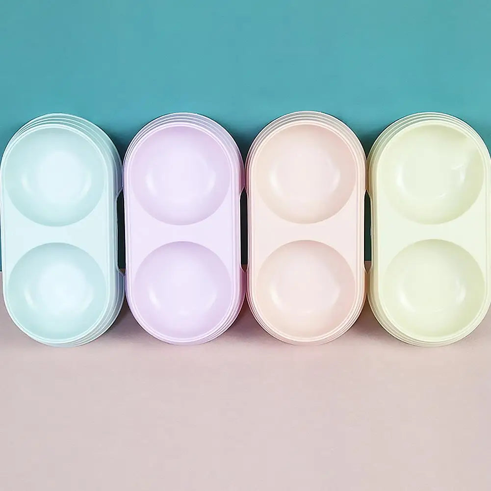 Non-Slip Double Pet Bowls Food & Water Feeder for Cats and Small Dogs BPA-Free Easy-Clean Raised Pet Dishes in 4 Colors