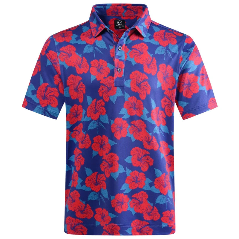 Hawaiian Print Streetwear Polo Shirt