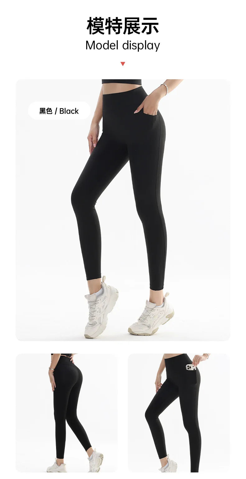 Yoga Leggings for Fitness Legging Sport Side Pocket Pants Female Soft High Waist Leggins Push Up Gym Tights Women