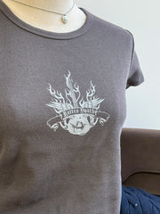 Letter Print Ribbed T-shirts Women Summer Casual Simple Cotton Soft Short Sleeve Tees Vintage Chic Slim Y2K Tshirts