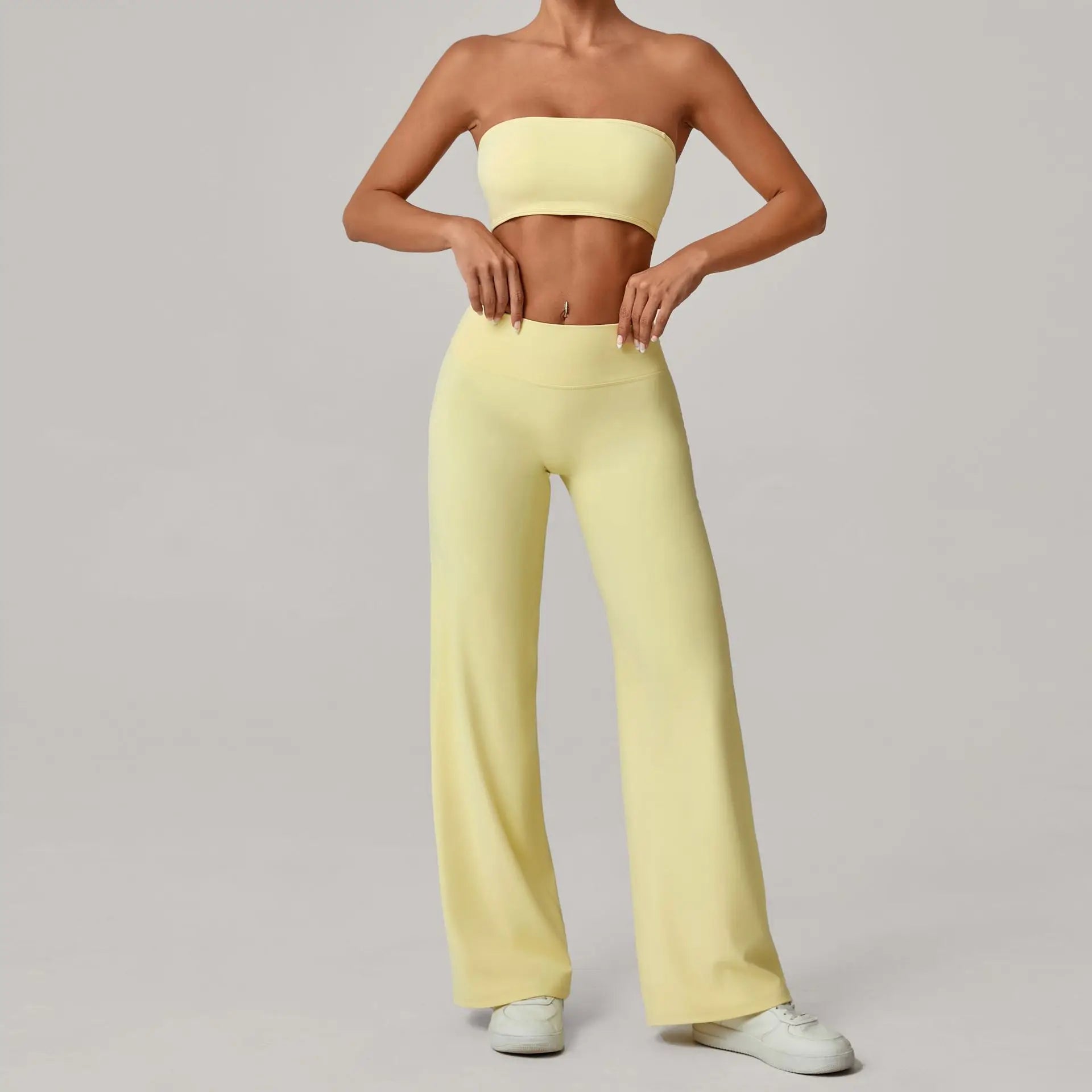 2PCS Yoga Set Women Yoga Pant Workout Tracksuit Sportswear Gym High Waist Straight Leg Bottoms Fitness Bta Sports Suit XP01
