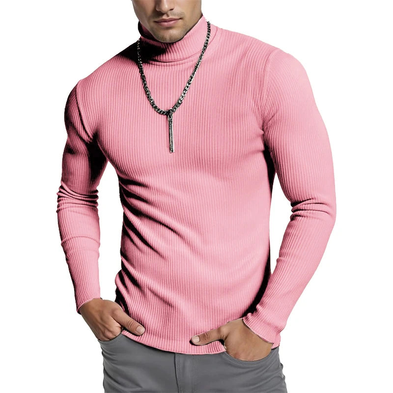 Striped Turtleneck Knit Sweater