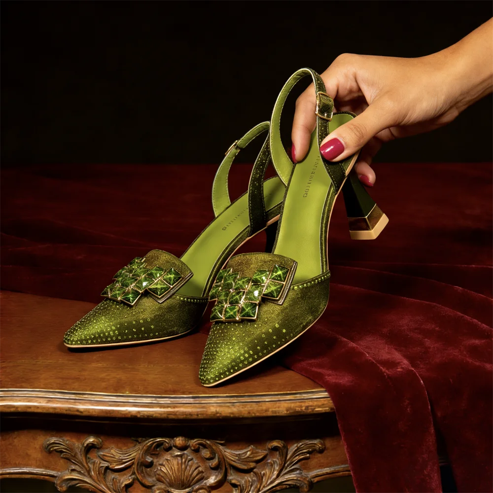 Chic Women’s High Heels – Sparkling Diamond Accents & Sleek Pointed-Toe Design for Parties and Daily Commuting