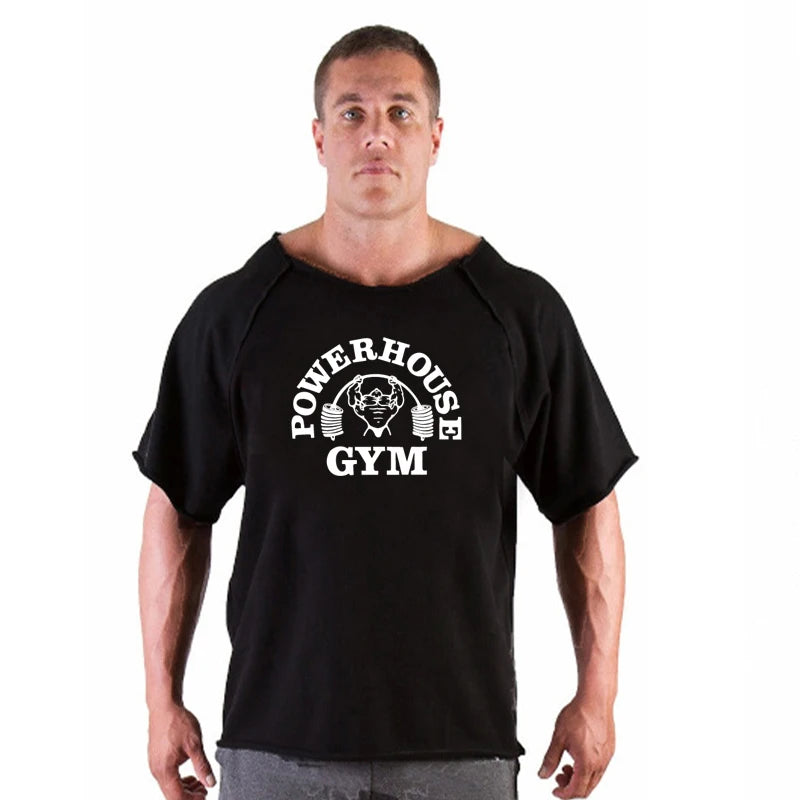 Men's T Shirts Fitness Men Bodybuilding  Shirt Batwing Sleeve Rag shirt Gym Fitness Muscle Running T shirt