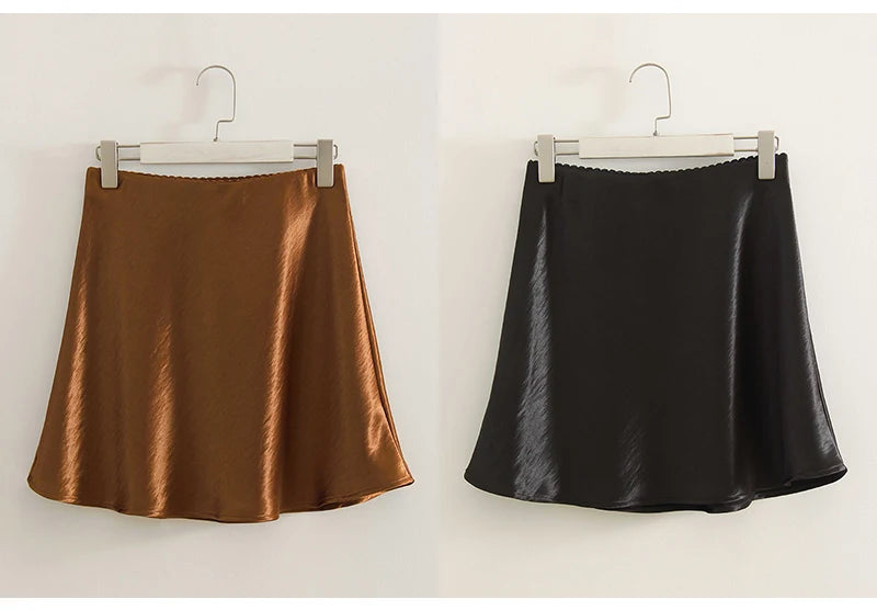 Satin A-Line Office Mini Skirt