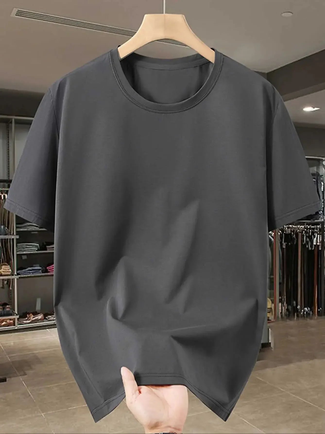Men's T-Shirts - Soft Breathable Polyester Crewneck Tees in Navy & White, Lightweight Summer Shirts for Everyday & Formal Wear