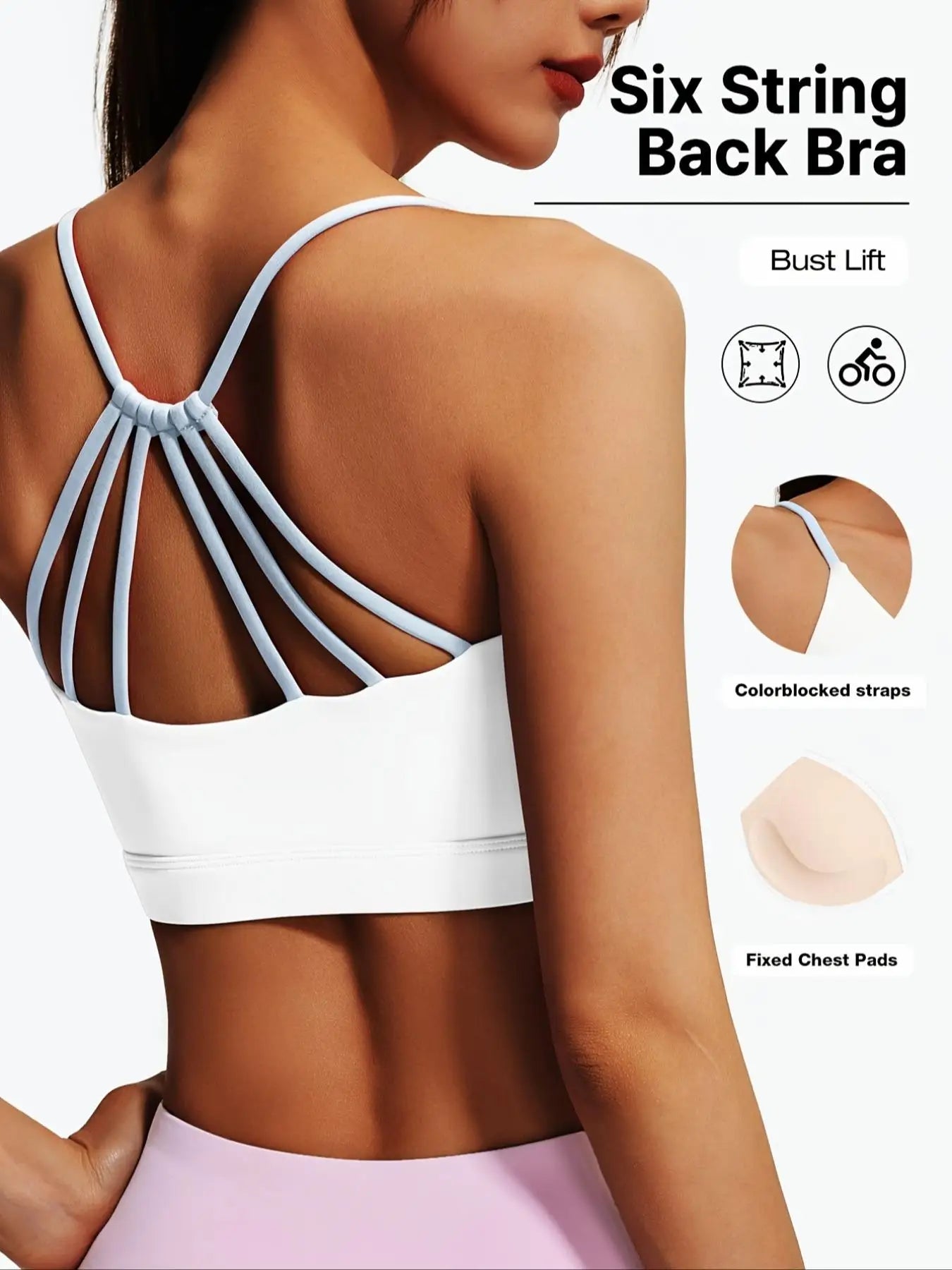 Women's Sporty Backless Sports Bra with Fixed Padding, Slim-Fit Design for All Seasons, Perfect for Fitness & Training