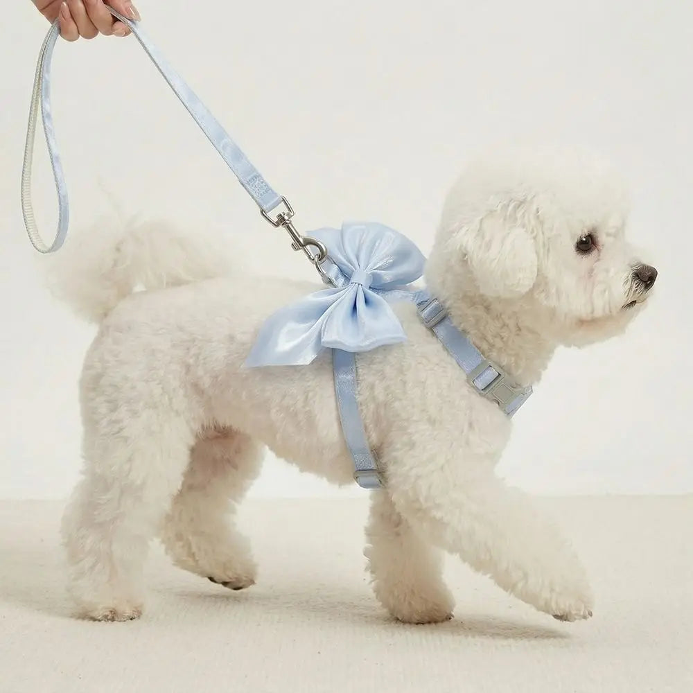Pet Accessories Adjustable Pet Harness Cute Bow Breathable Dog Chest Strap Escape-Proof Comfort Cat Leash for Dogs Puppy Rabbit