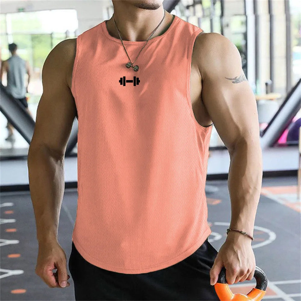 Summer Men's Tank Top Fitness Training Clothing Quick-drying Loose Bodybuilding Sleeveless Shirt Men Fashion Basketball Vest