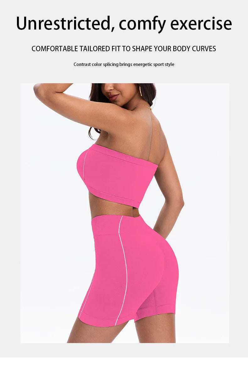 Women's Side Line Contrast Yoga Set Flat Seam Moisture Wicking Anti Rubbing Outdoor Workout Daily Trendy Fitness Two Piece Suit