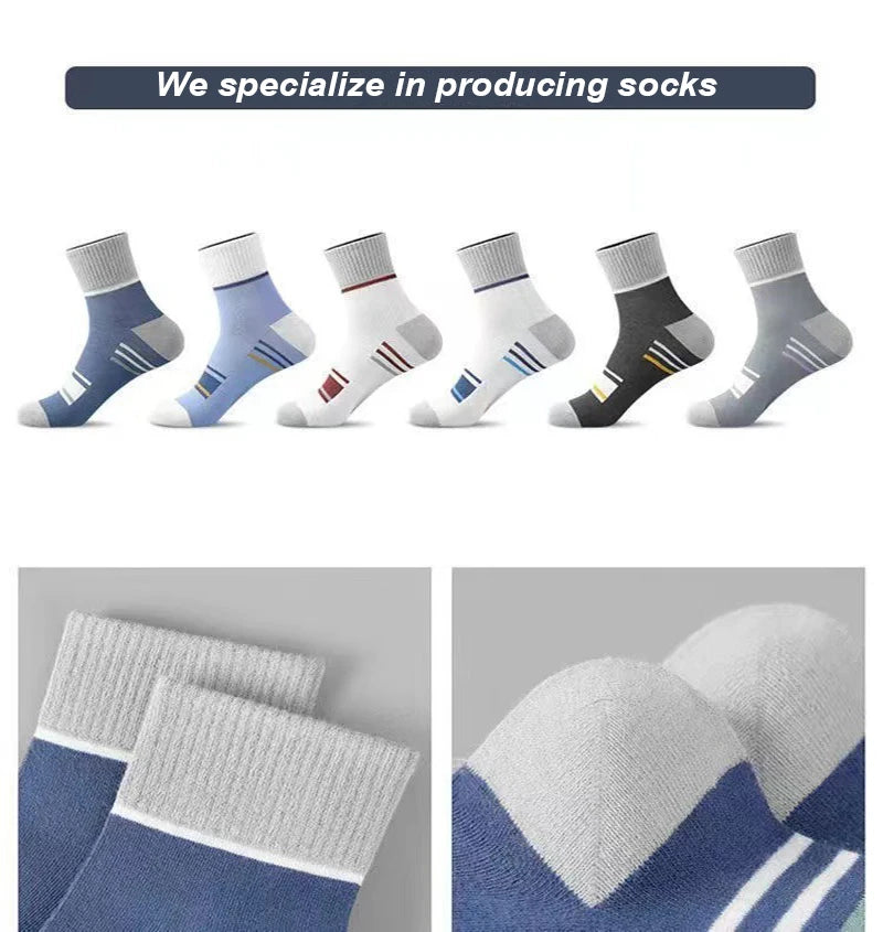 Men’s Breathable Cotton Crew Socks – 6-Pair Set
