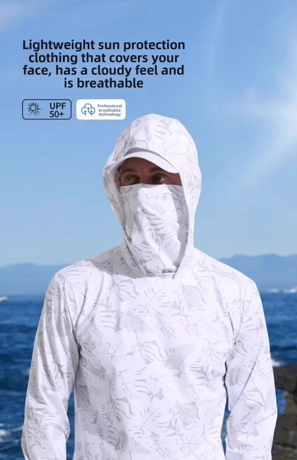 Hooded Design Fishing Shirt Summer Mask Lightweight Material Hooded Fishing Clothes Performance Fabric Outdoor Hoodie