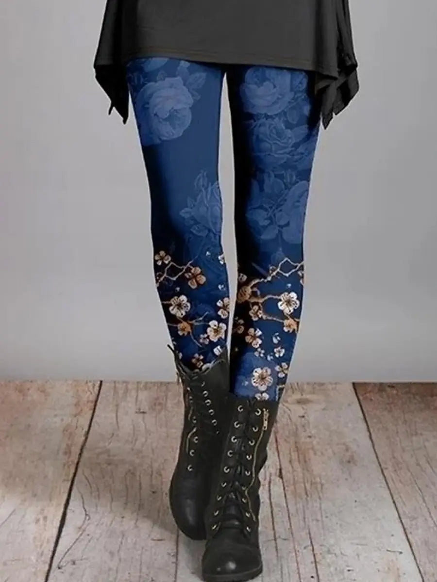 Women's Leggings Vintage Flower Pattern 3D Printed Outdoor Trousers New Stretch Elastic Waist Fall Winter Festival Streetwear