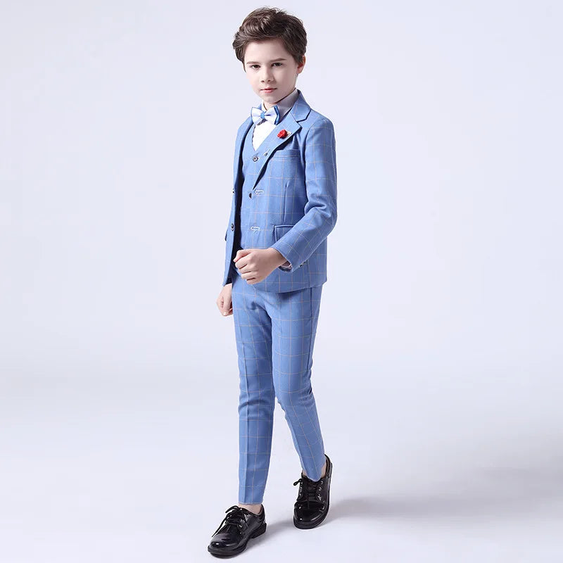 Formal Kids Plaid Tuxedo Suit
