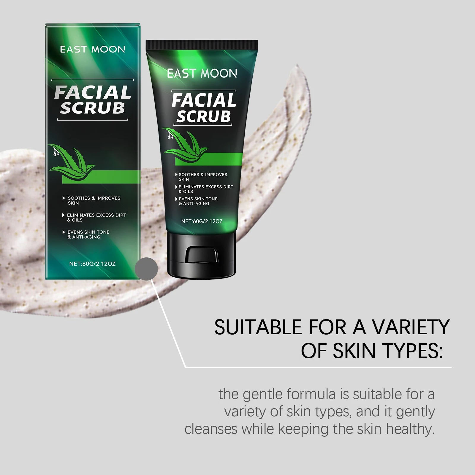 Men's Deep Cleansing Facial Scrub Non-Tight Exfoliating Skin Refreshing Face Care for Men