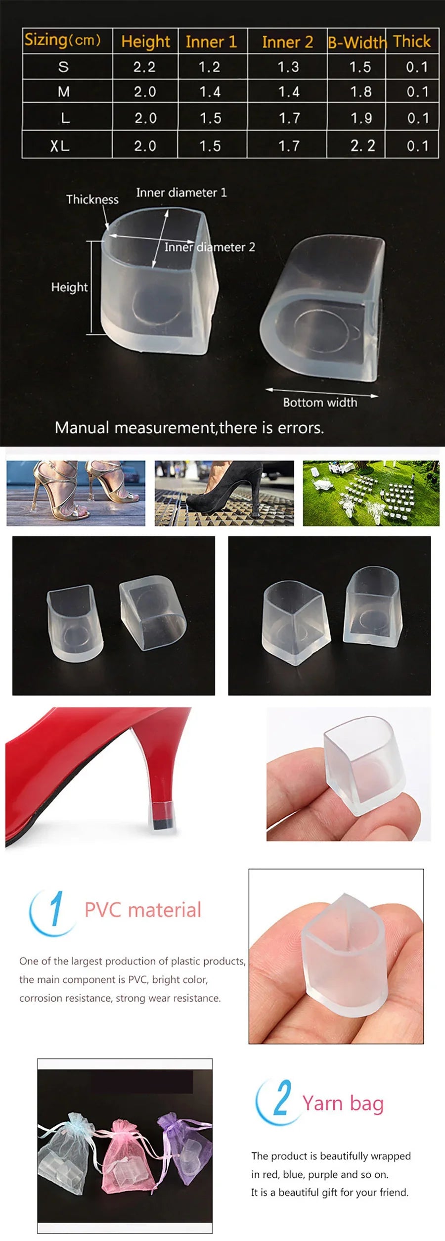 High Heels Includes Non-slip Latino Dance Heels Includes Shoe Cleaning Kit Cap Heels Silicone Cleats