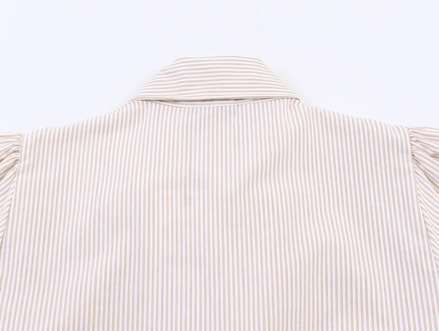 HH Women Elegant Striped Casual Spring Shirt Puff Sleeves Bow Decoration Blouse Female Loose Versatile Single-breasted Blouse