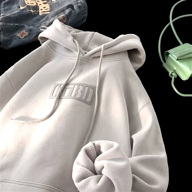 Loose Fit Letter Print Hoodie