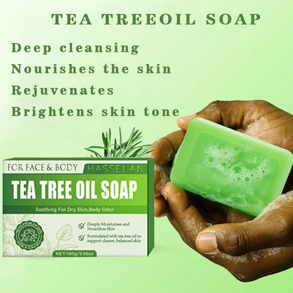 Tea Tree Soap for Face & Body Acne, 100g Tea Tree Oil Soap Bar for Face & Body Natural Skin Cleanser for Oily, Dry & Itchy Skin