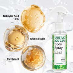 Salicylic Acid 0.5% Body Spray with Glycolic Acid and Panthenol – Korean Skincare Formula for Rough, Bumpy.