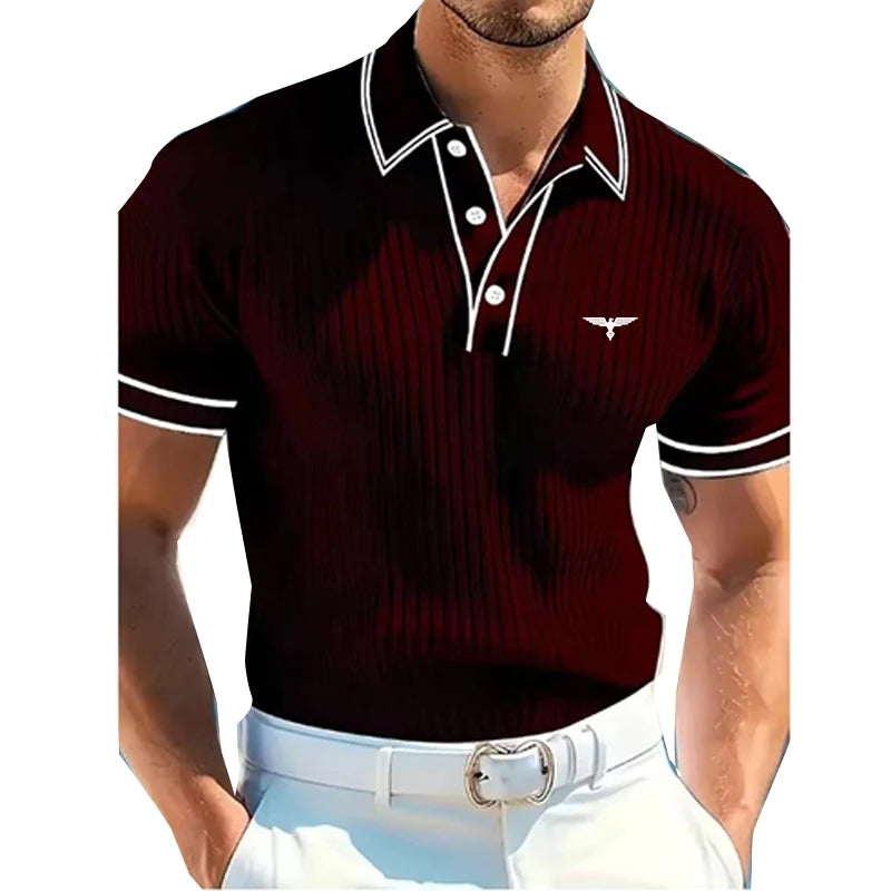 Men's Short Sleeve Polo Shirt with Buttons Casual Entertainment Decorative Whit Logo Clothing Leisure Fashion Polo
