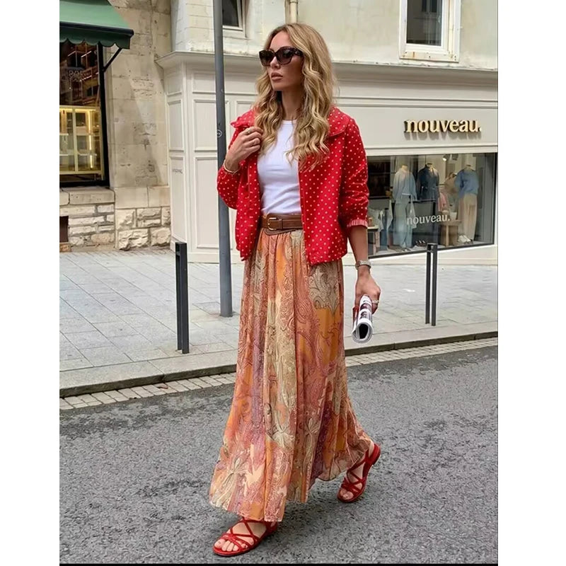 Summer Skirts Women's 2026 New Fashion Print Unique Women's High Waist Skirts Chic Youth Summer Travel Holiday Street Skirts