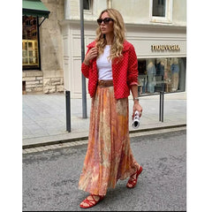 Summer Skirts Women's 2026 New Fashion Print Unique Women's High Waist Skirts Chic Youth Summer Travel Holiday Street Skirts