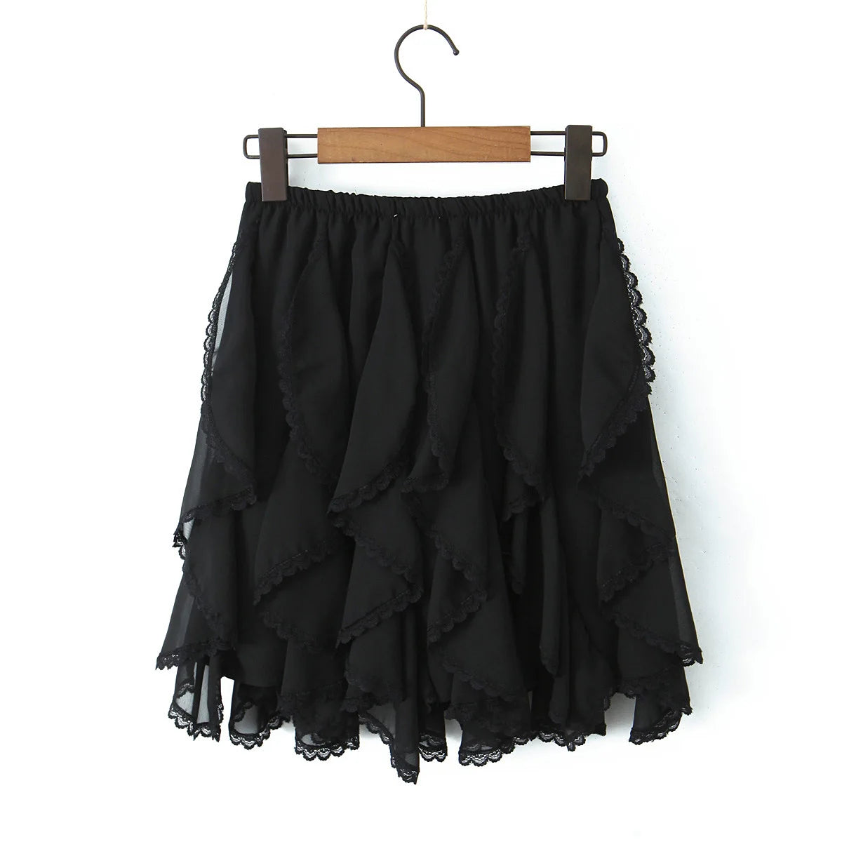 Summer Clothes Pleated Skirts Women Mini Skirts Luxury Designer Ruffle Skirts Elegant Japanese Y2k Black Lace Skirts Lace Trim