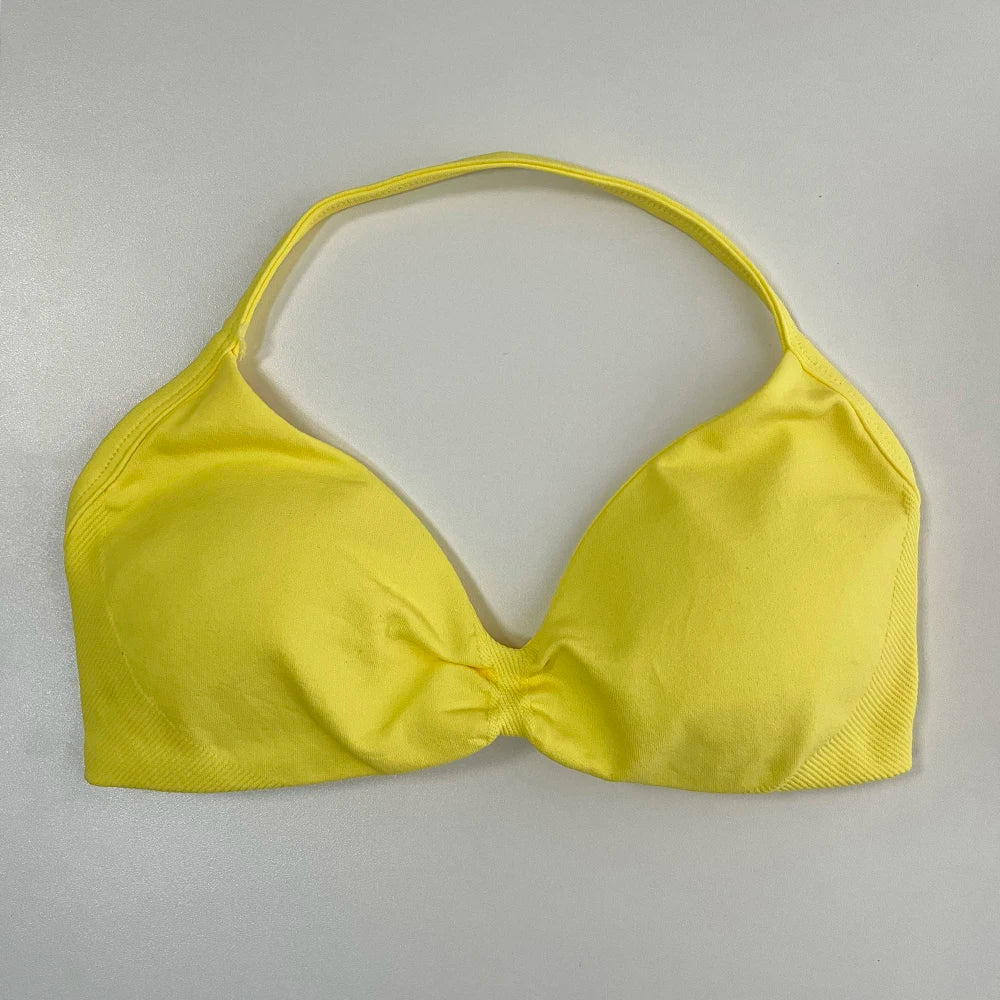 Sports Bra Women Strappy Backless Sports Top With Removable Cups Workout Clothing Gym Crop Top Fitness Seamless Halter Yoga Bra