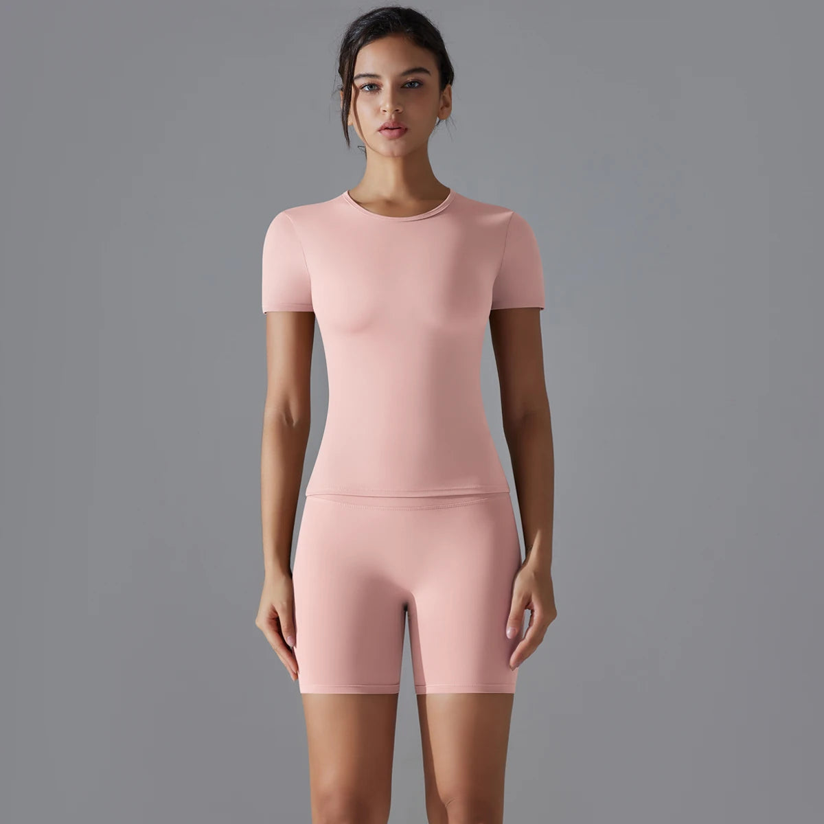 Yoga Set Women Sports Short Sleeve Top With High Waist Leggings Running Jogging Workout Clothes Sports Fitness Gym Sets
