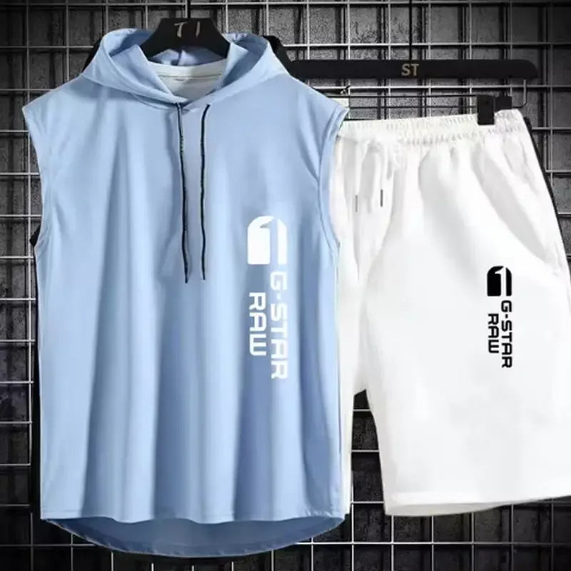 Men's track suit summer sportswear two-piece t-shirt shorts brand tracksuit jogging men's sports suit fitness clothes exercise