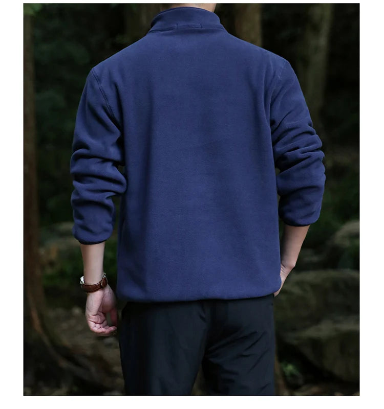2025 Men Sweatshirt Turtleneck Half Button Pullover Male Polar Fleece Casual Basic Elegant Work Wear Winter Autumn Warm Jacket
