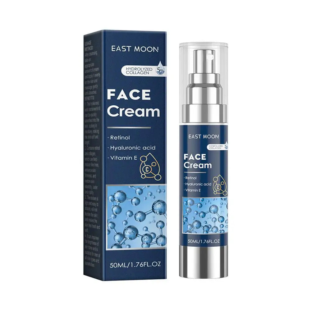 50ml 6-in-1 Men Facial Cream Daily Moisturizer with Hyaluronic Acid & Collagen,Hydrating Revitalizing Skin Care Fast-Absorbing