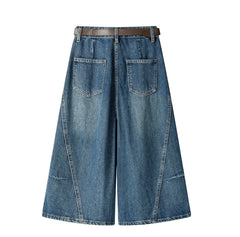 Summer 2026 Wide Leg Denim Pants For Women Ripped Three-quarter Length Jeans Woman High Quality Women's Jeans Women