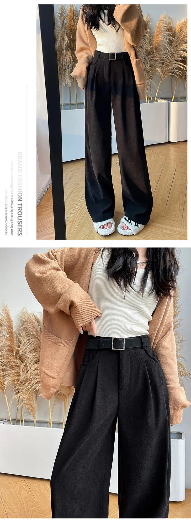 Women's Pants Autumn Winter Corduroy High Waist Wide Leg Pants for Women Casual Trousers Female Straight Pants Women Clothes New