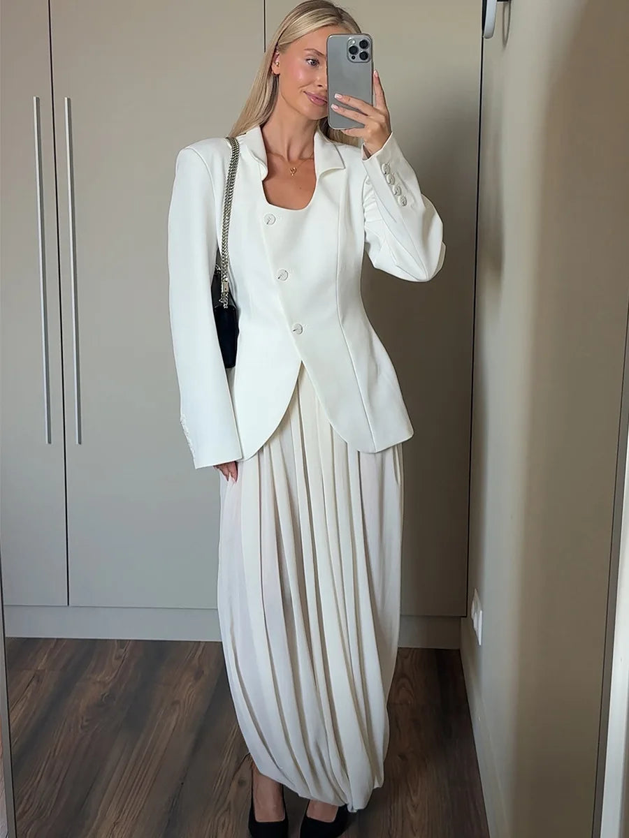 Irregular Skirt for Women Spring Summer New Elegant Street Style Skirt Women's Fashion Loose Ruched Draped Side Split Maxi Skirt