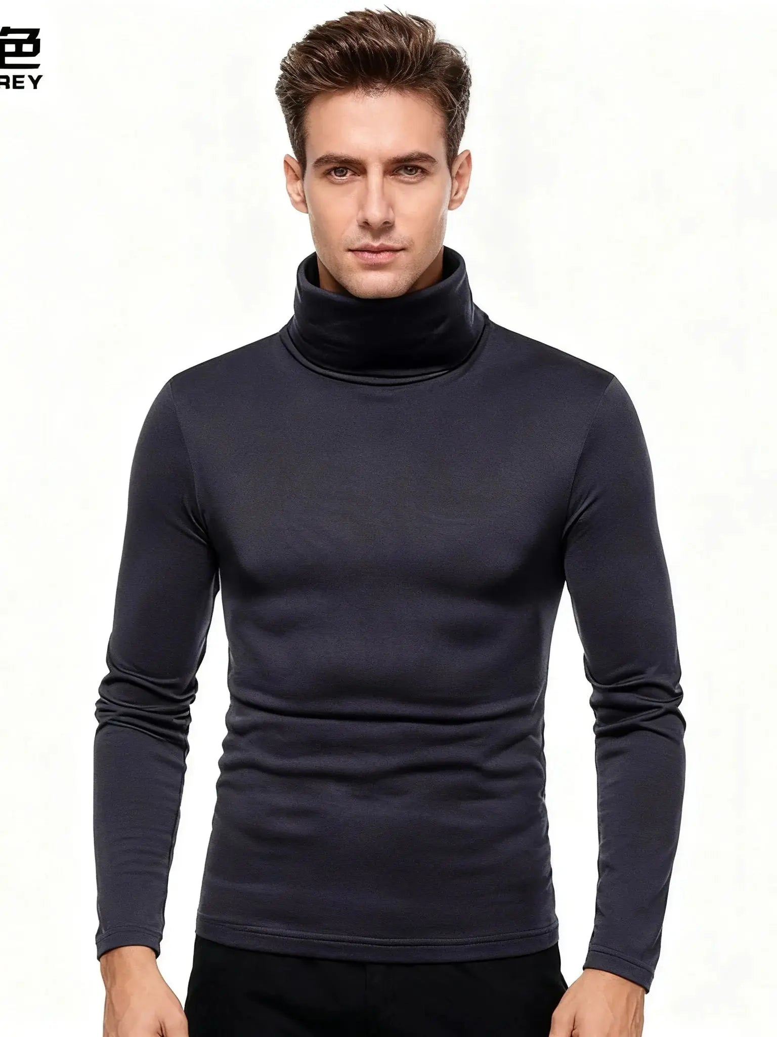 Men's Turtleneck Sweater Warm Soft Knit Pullover Fashion Versatile Long Sleeve Top for Autumn Winter