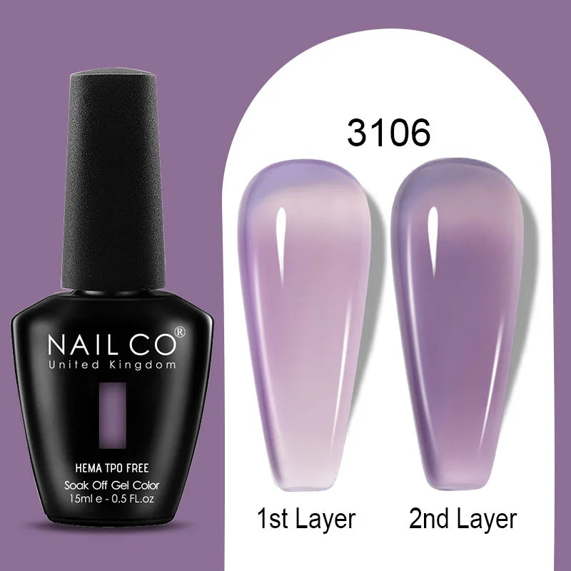 NAILCO 15ml Colorful Jelly Gel Nail Polish Gorgeous Color HEMA TPO FREE Soak Off UV LED Semi Permanent Long Wear Gel Varnish