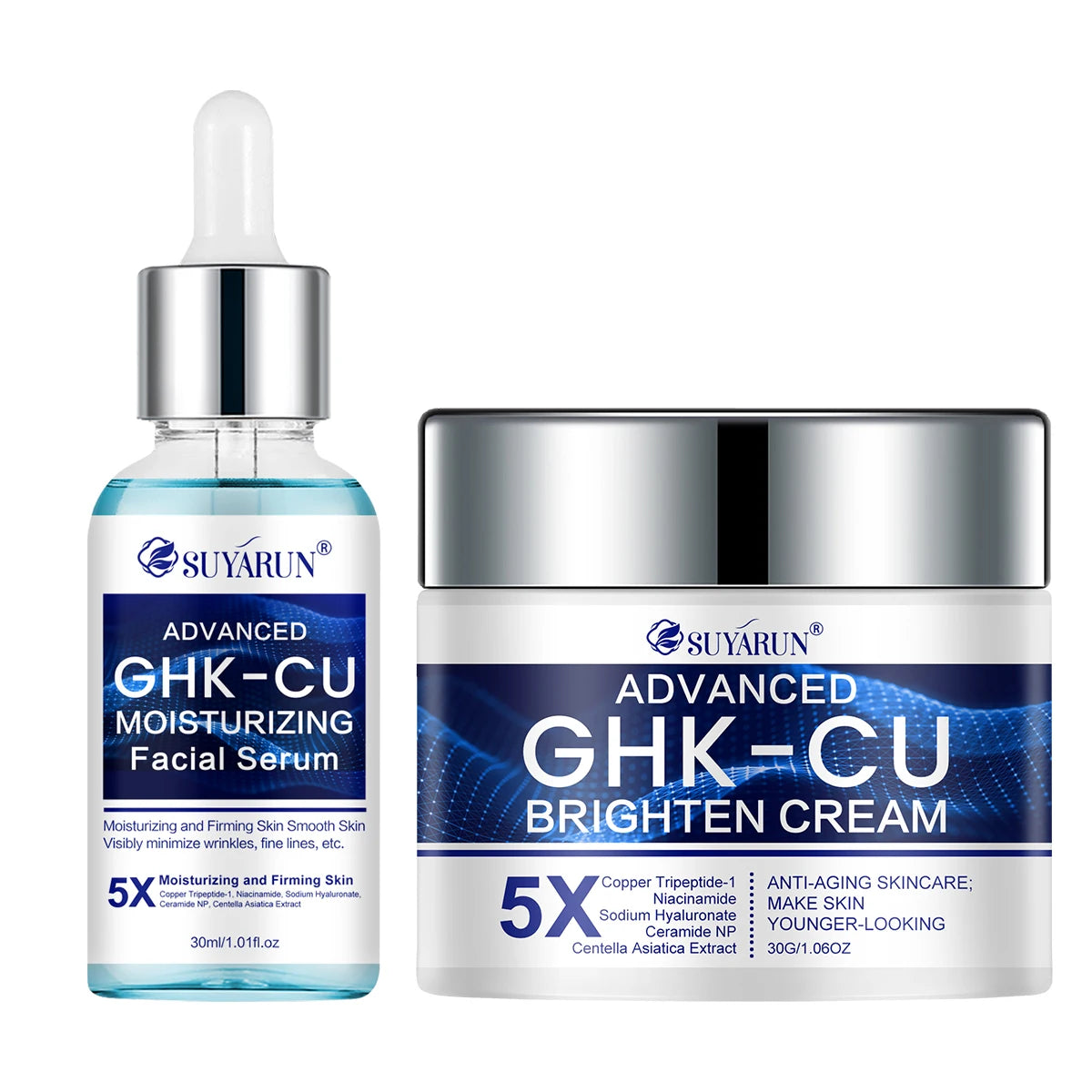 SUYARUN GHK-CU Cream & Serum - Anti-Aging Facial Moisturizer, Firming and Moisturizing for All Skin Types, Suitable for Women.