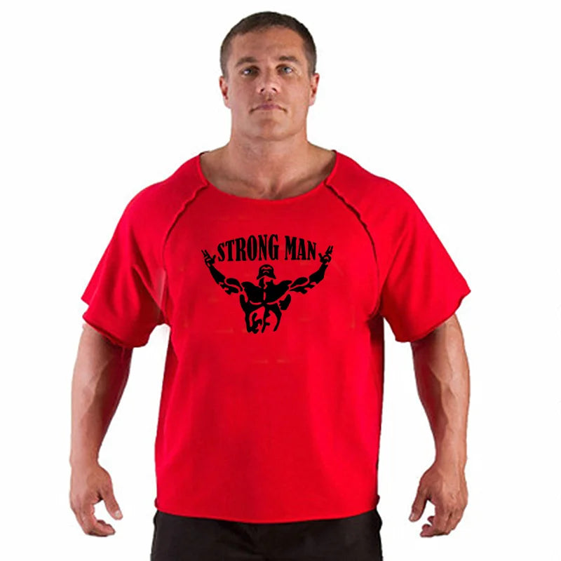Men's T Shirts Fitness Men Bodybuilding  Shirt Batwing Sleeve Rag shirt Gym Fitness Muscle Running T shirt