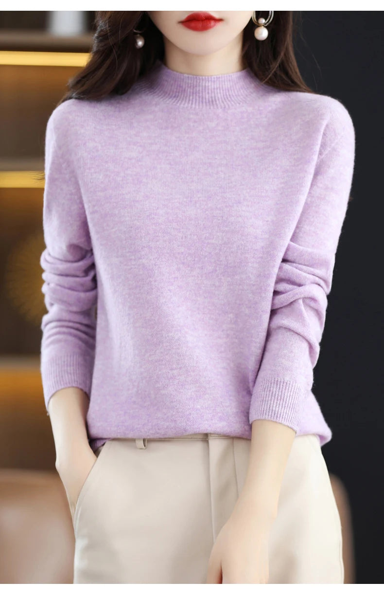 Merino Wool Mock Neck Pullover