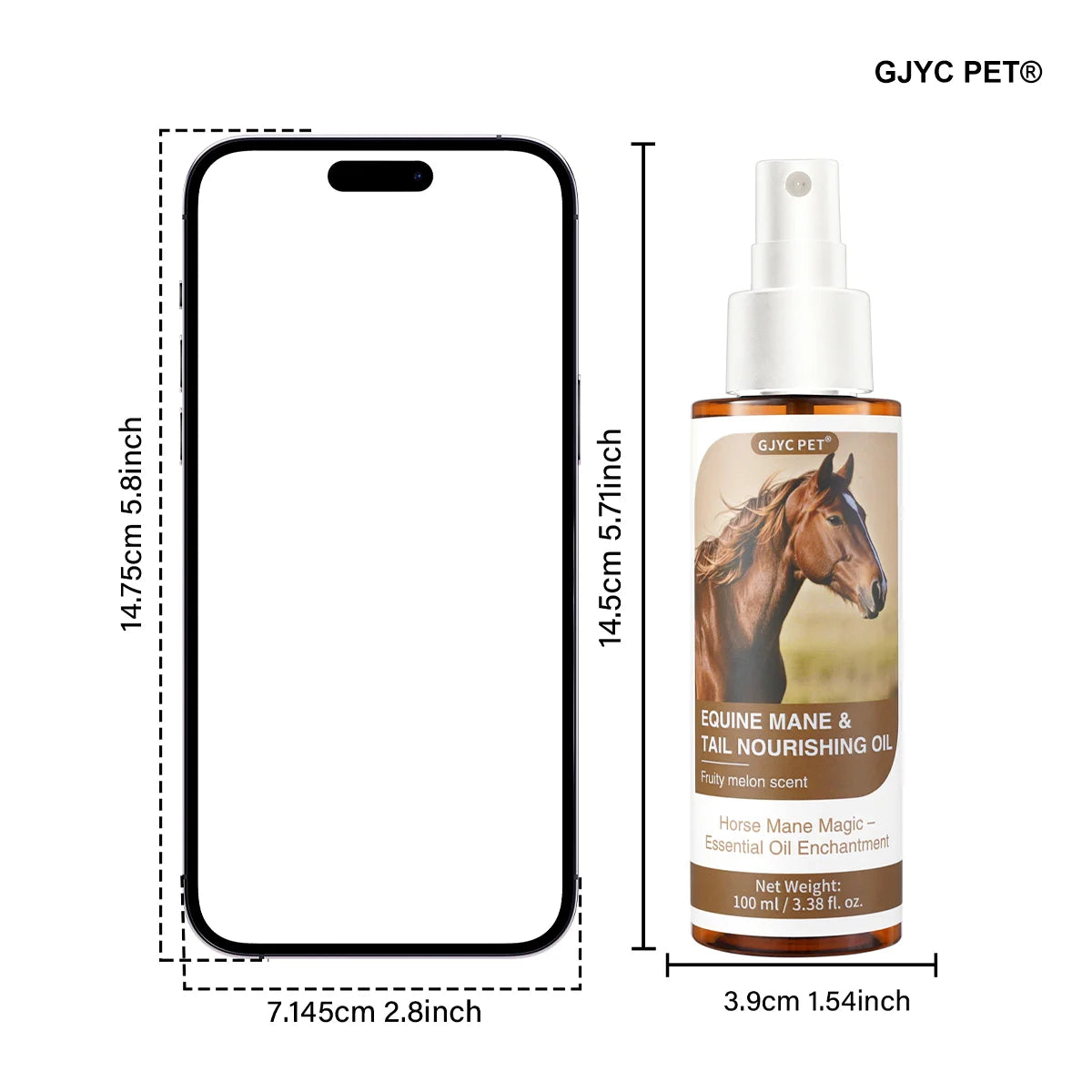 Horse Hair Care Oil 100ml - Mane Shine Essential Oil with Plant Ingredients Nourishing Coat Treatment Easy Carry for All Breeds